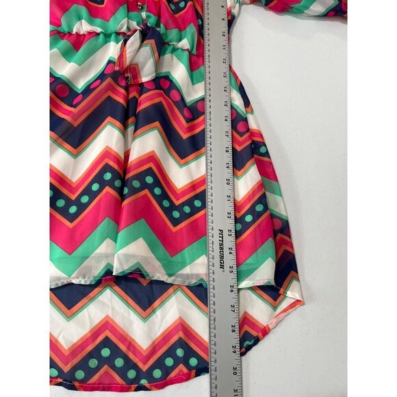 My Michelle Girl's Dress Size 8 Multicolor Long Sleeve Polka Dot Chevron - Picture 9 of 11